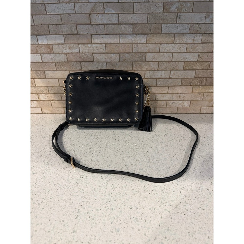Michael Kors Ginny‎ Camera Bag Black Leather Studded
